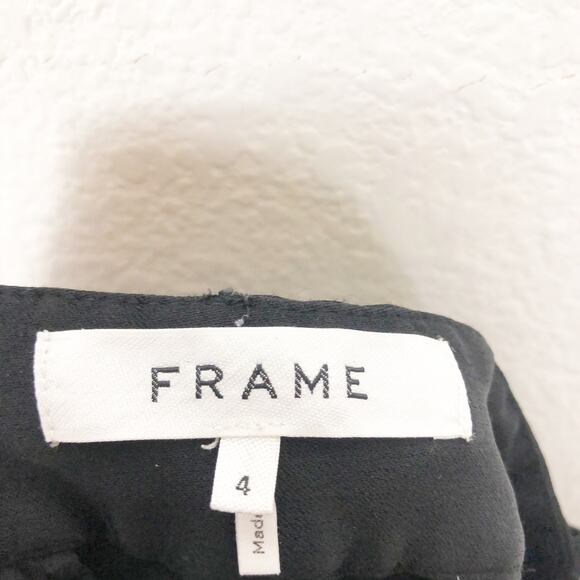 Frame Sateen Crop Flare Trouser Size 4 Noir Black Wool Blend High Rise Preppy - Picture 5 of 14